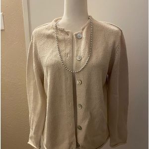 Beautiful LL BEAN button front sweater.  Made of Silk and Cotton.  Long sleeves.